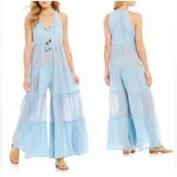 Free People Beach Bum wide leg Jumpsuit in light blue size small - Picture 3 of 11